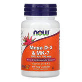 Mega D - 3 & mk - 7 Vitamin D3 5000 IU + K2 MK - 7 60 kapslí NOW FOODS